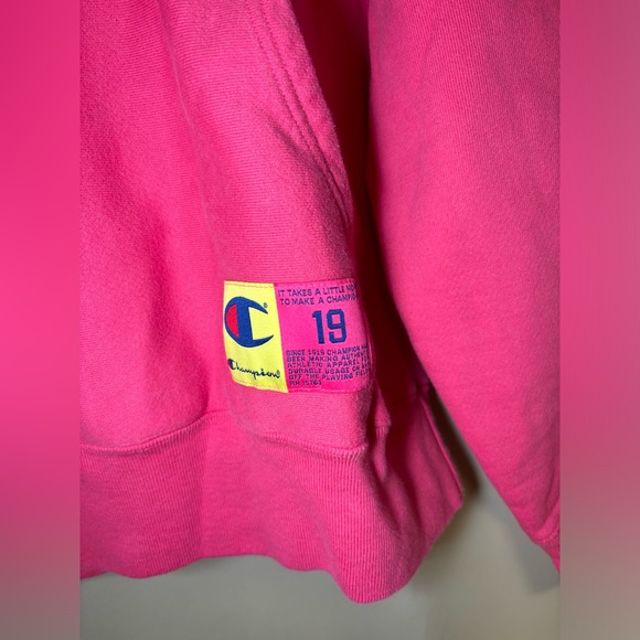 Reverse Weave Script Hoodie - Neon Pink Size Small (Unisex) - Picture 3 of 6